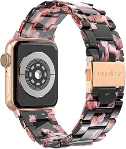 Wearlizer Resin Link Straps Compatible with Apple Watch Bands 44/45/46/49/42mm Women, Lightweight Resin iWatch Bands Bracelet for Apple Watch Band Series 10/9/8/7/6/5/4/3/2/1/SE/Ultra/Ultra 2, Floral