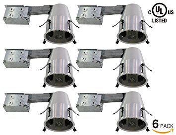 6 Pack 4-inch UL-listed Remodel Can, Air Tight IC Housing, E26 Socket Included, Recessed Retrofit Kit For 120V Line Voltage,Max 35W