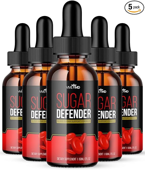 VIVE MD Sugar Defender Drops - Official Formula - Sugar Defender 24, Sugar Defender Liquid, Maximum Strength Sugar Defender Supplement with Hawthorn Berry Organic, Sugar Defender Reviews (5 Pack)