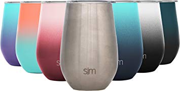 Simple Modern Spirit 12oz Wine Tumbler - Vacuum Insulated Stemless Wine Glass Double Wall 18/8 Stainless Steel Flask Hydro Accessory - Simple Stainless