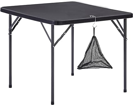 VECELO Folding Plastic Card Table Square with Mesh Bag, Collapsible Legs & Easy to Storage, Portable for Outdoor Indoor Use, 1 Piece, Black