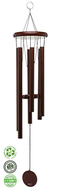 Brooklyn Basix Freedom Chime for Patio, Garden, Terrace and Balcony - Beautiful Outdoor Decor - Easy to Install Wind Chimes - Durable and Hand Tuned (Cherry/Bronze, Large 40")