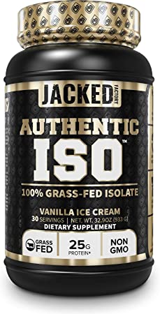 Authentic ISO 100% Grass Fed Muscle Building Whey Protein Isolate Powder - Low Carb, Grass-Fed, Non-GMO, No Fillers, Mixes Perfectly for Post Workout Recovery, Vanilla Ice Cream Flavor - 30 SV…