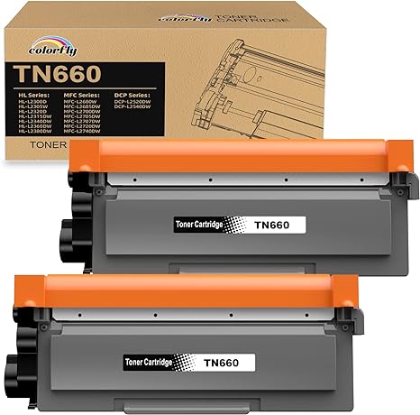 TN660 Toner Cartridge Replacement for Brother TN660 TN-660 TN630 TN-630 Black Compatible with HL-L2300D HL-L2340DW HL-L2380DW DCP-L2520DW DCP-L2540DW MFC-L2720DW MFC-L2700DW (Black, 2 Combo Pack)