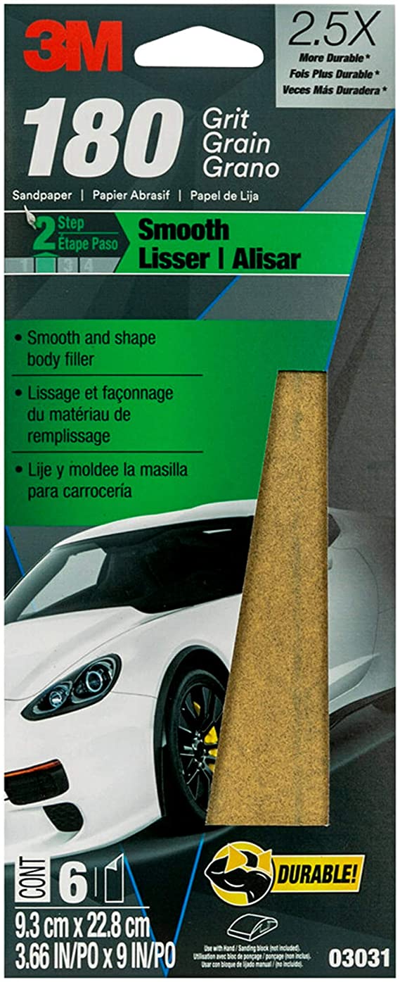 3M Sandpaper, 03031, 180 Grit, 3 2/3 in x 9 in