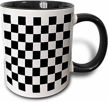 3dRose Check black and white pattern - checkered checked squares chess... - Mugs (mug_154527_9)