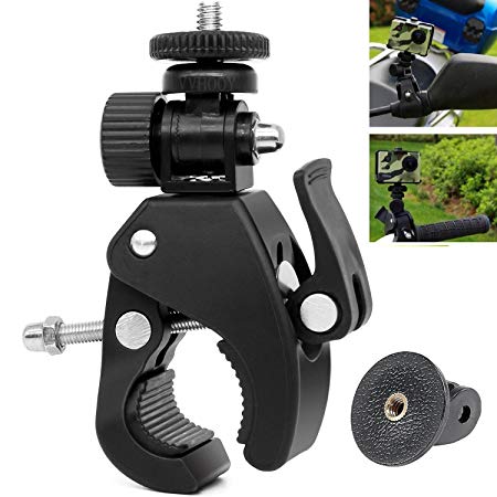 VVHOOY Motorcycle/Bike/Rod Bar Handlebar Clamp Mount with 1/4" Tripod Head Compatible with Gopro Hero 7/6/5/4 Session/AKASO/Campark ACT74/Crosstour Action Camera and More