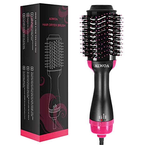 Hair Dryer Brush, ALWOA One Step Hair Dryer & Volumizer, 3-in-1 negative ion Straightening Brush Salon and Curly Hair Comb Reduce Frizz and Static