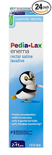 Pedia-Lax Rectal Saline Laxative Enema | Treats Constipation, Relief in Minutes | 2.25 oz | Pack of 24