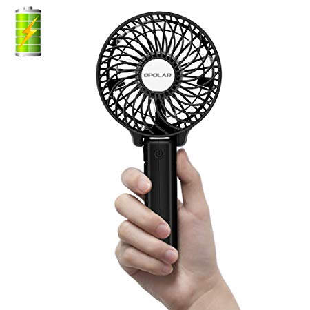 OPOLAR Small Handheld Battery Operated Personal Fan, Rechargeable Portable Travel Fan with 2200mAh Battery, Foldable, 3 Settings, Powerful Airflow- Black