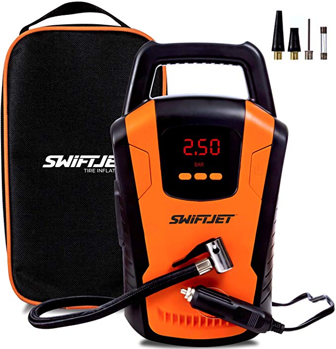 SwiftJet Tire Inflator - 12V Air Compressor Pump (2020 Model) - 150PSI - Portable and Easy to Use - Perfect for Car, Bike and Sporting Equipment Automotive