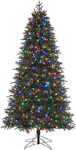 Honeywell 7.5 ft Whistler Fir Slim Pre-Lit Artificial Christmas Tree with 600 Color Changing LED Lights, Pencil Xmas Tree with 2446 PVC/PE Tips, Tree Top Connector, UL Certified for The Entire Tree