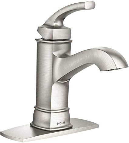 Moen WS84414MSRN Hensley Single Handle 1 Hole Bathroom Faucet, Spot Resist Brushed Nickel