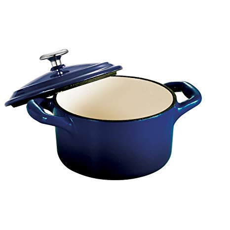 Tramontina Enameled Cast Iron Covered Mini Cocotte, 10.5-Ounce, Gradated Cobalt