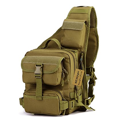 Protector Plus Tactical Sling Pack Backpack Large Military Shoulder Chest Bag (Brown)