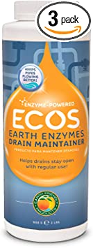 ECOS Earth Enzymes Drain Maintainer - Maintains Free-Flowing Drains. Septic and Greywater Safe. 2 LBS. (Pack of 3)