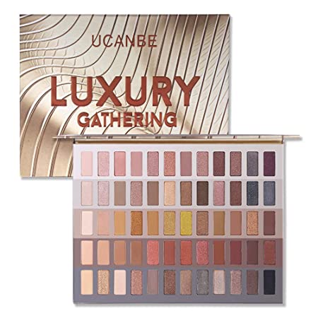 UCANBE Luxury Gathering Neutral Eyeshadow Makeup Palette, Naked Shimmer Matte Metallic Glitter Subtle Eyes Shadow,High Pigmented Nudes Creamy Smokey Pallet Set