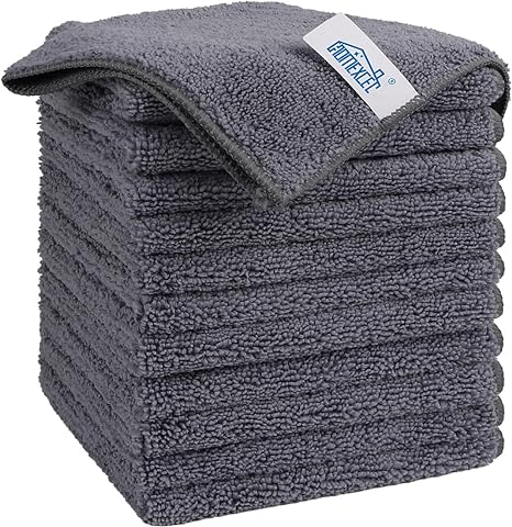 HOMEXCEL Microfiber Cleaning Cloth, 12 Pack Premium Microfiber Towels for Cars, Lint Free, Scratch-Free, Highly Absorbent, Reusable Cleaning Rags for Car, Household, Kitchen, Window, 11.5"X11.5" Grey