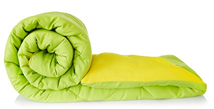 Solimo Microfibre Reversible Comforter, Double (Olive Green & Cheery Yellow, 200 GSM)