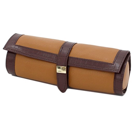 Travel Case Jewelry Roll Up Case Leather Tan