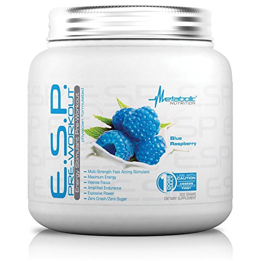 Metabolic Nutrition, ESP, Energy and Endurance Stimulating Pre Workout, Pre Intra Workout, High Energy and Mental Focus, Stimulating Workout Supplement, Blue Raspberry, 300 grams (90 servings)