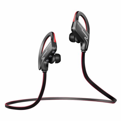 Bluetooth headphones Wireless Bluetooth V4.1 In Ear Noise Cancelling Sweatproof Sports Headphones with Mic for gym Hiking Jogging Cycling Running Biking Exercising Workout (Red vs Black)