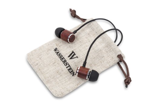 Beautiful Premium Genuine Walnut Wood In-ear Noise-isolating Headphones | Earbuds | Earphones with Microphone by Wasserstein