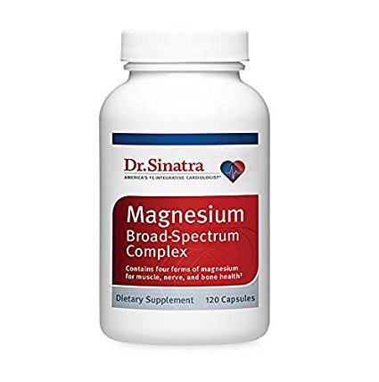 Dr. Sinatra's Broad Spectrum Magnesium Supplement for Healthy Blood Pressure, Strong Bones, and Increased Energy, 120 capsules (30-day supply)
