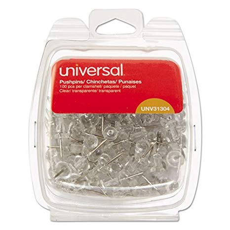Universal 31304 3/8-Inch Clear Push Pins (100 per Pack)