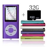 Tomameri Purple Portable MP4 Player MP3 Player Video Player with Photo Viewer  E-Book Reader  Voice Recorder with 32 GB Micro SD Card
