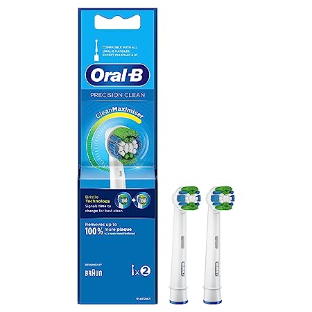 Oral B Precision Clean Refills, Original Replaceable brush head for Oral B Electric Toothbrushes, Pack of 2