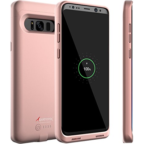 Galaxy S8 Battery Case Qi Wireless Charging Compatible, Alpatronix BX430 5.8-inch 4500mAh Slim Rechargeable Extended Protective Portable Charger Case for Samsung Galaxy S8 [Android 8.0] – Rose Gold