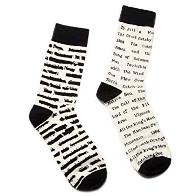 Out of Print Literary and Book-Themed Unisex Cotton Socks for Book Lovers, Readers, and Bibliophiles