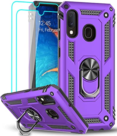 Samsung Galaxy A20/ A30 Case (Not Fit A20S) with Tempered Glass Screen Protector, LeYi [Military-Grade] Magnetic Car Mount Kickstand Defender Protective Cover Phone Case for Samsung A20/ A30, Purple