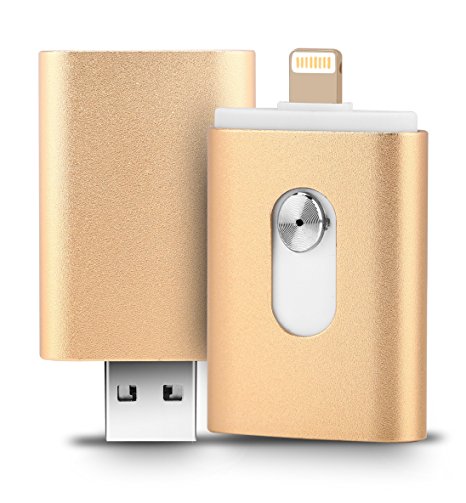 128GB iPhone USB Flash Drive, iOS Memory Stick, iPad External Storage Expansion for iOS Android PC Laptops (Gold rounded)