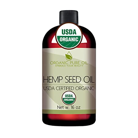 Organic Hemp Seed Oil - 16 oz - USDA Certified Organic - Pure, Cold Pressed, Non-GMO, Extra Virgin, Vegan, Premium Bulk Carrier Oil - Omega 3,6,9 - Tinctures, DIY, Essential Oils, Formulations, Soap