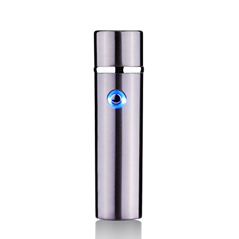 Acetek Windproof Flameless Cigar Cigarette Lighter - Rechargeable Butane Free Waterproof Splashproof Plasma X-Beam Torch Lighter, Grey-brown