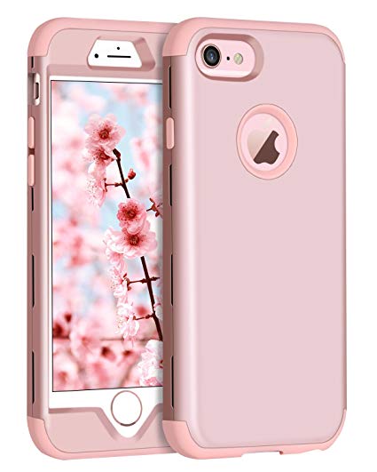 iPhone 6S Plus Case, iPhone 6 Plus Case, BENTOBEN Heavy Duty Shockproof 3 in 1 Slim Hybrid Hard PC Cover Soft Silicone Rubber Bumper Protective Phone Case for iPhone 6S Plus/6 Plus 5.5 Inch Rose Gold