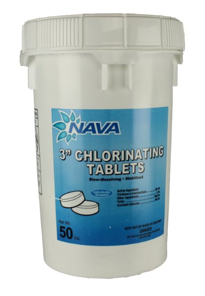 50 lbs Bucket 3" Swimming Pool/Spa Commercial Grade Stabilized Chlorine Tablets