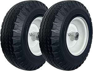 2-Pack 4.10/3.50-6" Flat Free Tire with Rim,13" Hand Truck Utility Universal Wheels, 3" Centered Hub with 5/8" Ball Bearings,w/Grease Fitting,410/350-6",410/350x6