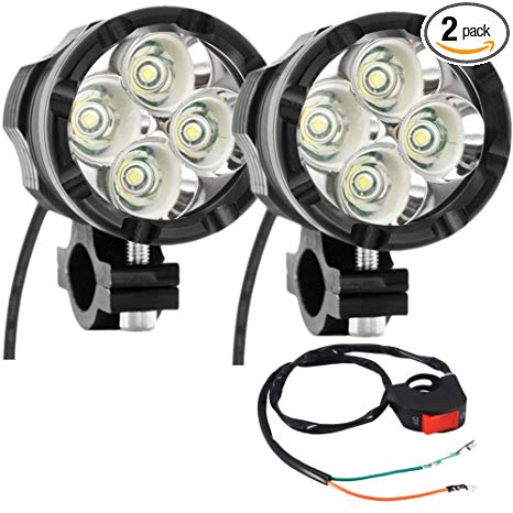 LED Fog Lights Spotlight Work Lights Auxiliary Front Light 40W CREE 12V 24V 4-LEDs Hi/Lo Strobe Flashing Waterproof for Motorcycle Truck Off-Road 4X4 ATV Tractor with Switch (Pack of 2)