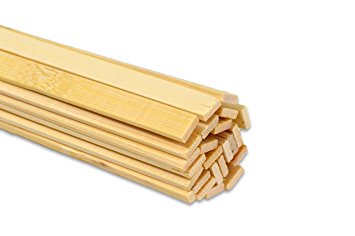 15.5" Extra Long Wooden Craft Sticks. Flexible, Can be Made to Curve, Strong. Natural Bamboo. 48 Pieces. 3/8" wide