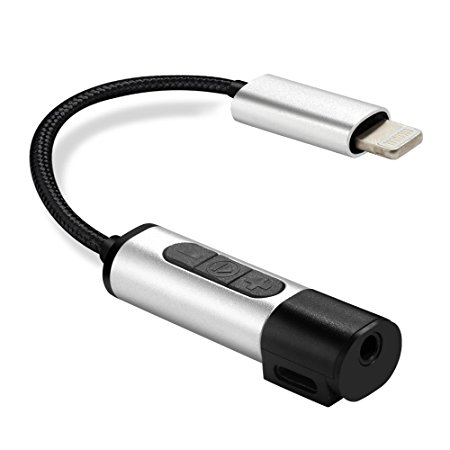 iPhone Splitter & Adapter, Lightning to 3.5mm Headphone Adapter, Dual Function Lightning Charge & Audio Splitter For iPhone 7/8/X, Support Apple & Non-Apple Original Headset [Support iOS 11 or before]