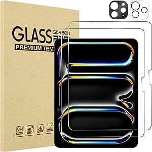 ProCase 2 2 Pack Screen Protector for iPad Pro 13 inch 2024 (M4) A2925 A2926 A3007 with Camera Lens Protector, Tempered Glass Film for iPad Pro 13" 7th Gen -Clear Black