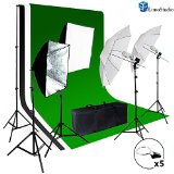 LimoStudio Photo Video Studio Light Kit - Includes Chromakey Studio Background Screen Green Black White 3 Muslin BackDrops Umbrella Softbox Lighting Diffuser Reflector AGG1388