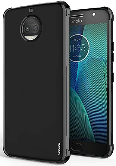 Moto G5S Plus Case, CASEVASN [Shockproof] Anti-Scratches Flexible TPU Gel Slim Fit Soft Skin Silicone Protective Case Cover for Motorola Moto G5S Plus (Black)