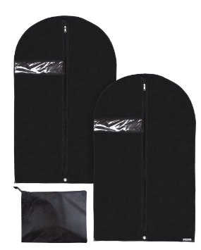 Set Of 2 Breathable Garment Bags 40 With BONUS Shoe Bag Clear Plastic Window Reinforced Neck Opening Zipper And Corners Quality Dress and Suit Bags Great Garment Bag For Travel Or Storage