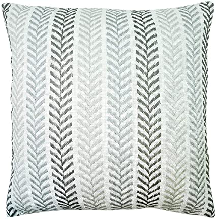 Mulzeart Cotton Embroidery Decorative Throw Pillow Covers, Woven Comfy Herringbone Pattern Pillows Covers Cushion Case for Couch Sofa Bedroom Office Car, 1 Pillow Case ONLY(16 x 16 Inch, White Grey)