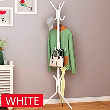 House of Quirk Wrought Iron Coat Rack Hanger, White