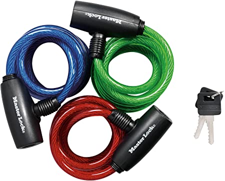 Master Lock 8127TRI Bike Lock/Cable, Blue, Green and Red, 3-Pack